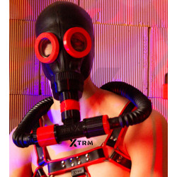 XTRM GASMASK TEE ADAPTER FOR 2 HOSE GROUPS ACTION RUBBER FETISH BDSM BUNKER GEAR